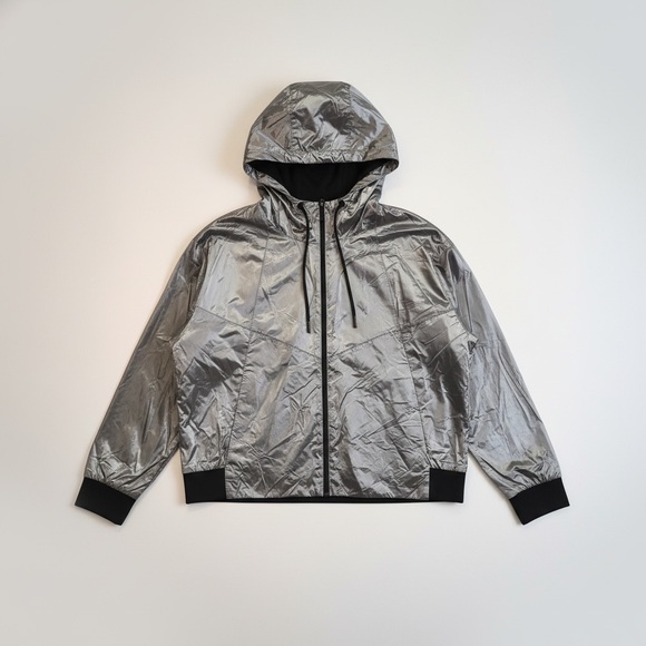 ZYIA Women's Metallic Silver Bomber Jacket - Picture 3 of 4